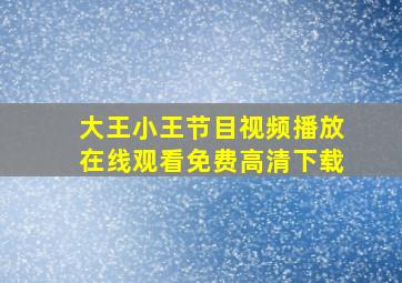 大王小王节目视频播放在线观看免费高清下载