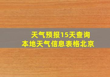 天气预报15天查询本地天气信息表格北京