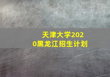 天津大学2020黑龙江招生计划