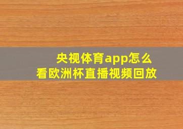 央视体育app怎么看欧洲杯直播视频回放