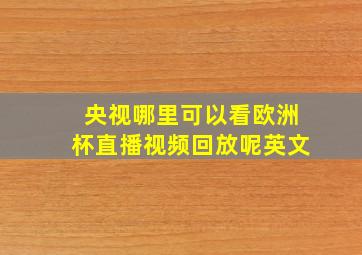 央视哪里可以看欧洲杯直播视频回放呢英文