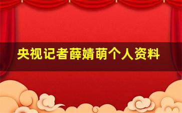 央视记者薛婧萌个人资料