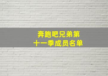 奔跑吧兄弟第十一季成员名单