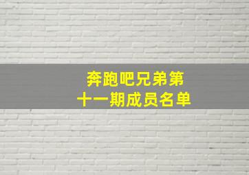 奔跑吧兄弟第十一期成员名单