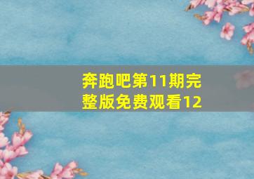 奔跑吧第11期完整版免费观看12