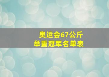 奥运会67公斤举重冠军名单表