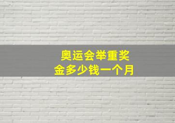 奥运会举重奖金多少钱一个月