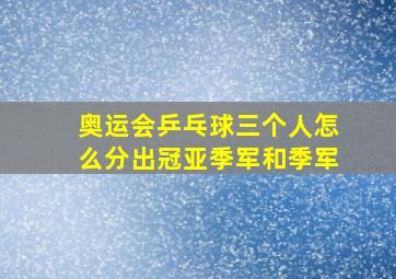 奥运会乒乓球三个人怎么分出冠亚季军和季军