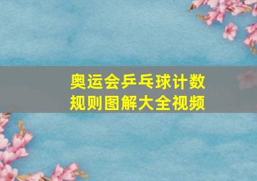 奥运会乒乓球计数规则图解大全视频