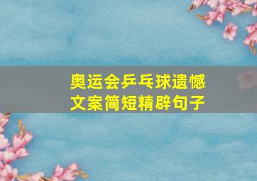 奥运会乒乓球遗憾文案简短精辟句子