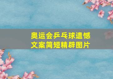 奥运会乒乓球遗憾文案简短精辟图片