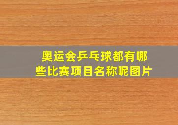 奥运会乒乓球都有哪些比赛项目名称呢图片