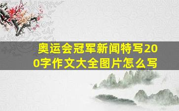 奥运会冠军新闻特写200字作文大全图片怎么写