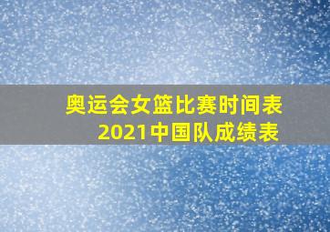 奥运会女篮比赛时间表2021中国队成绩表