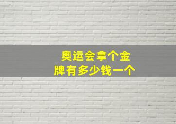 奥运会拿个金牌有多少钱一个