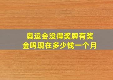 奥运会没得奖牌有奖金吗现在多少钱一个月