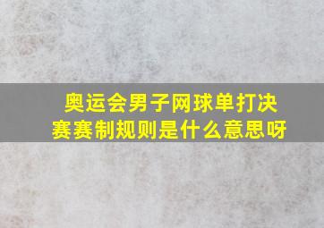 奥运会男子网球单打决赛赛制规则是什么意思呀