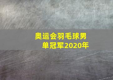 奥运会羽毛球男单冠军2020年