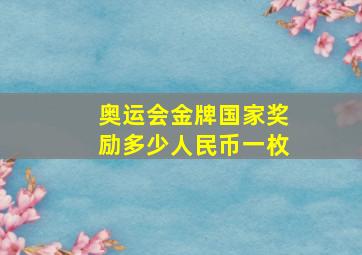 奥运会金牌国家奖励多少人民币一枚