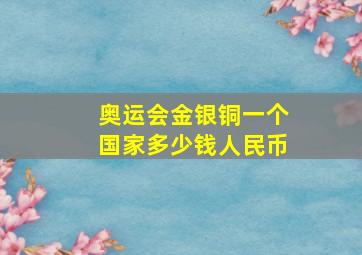 奥运会金银铜一个国家多少钱人民币