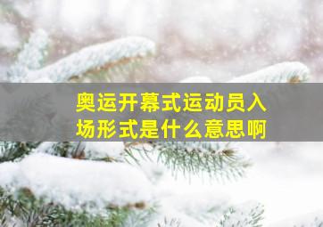 奥运开幕式运动员入场形式是什么意思啊