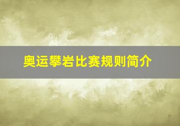 奥运攀岩比赛规则简介