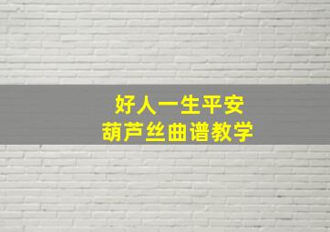 好人一生平安葫芦丝曲谱教学