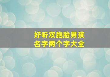 好听双胞胎男孩名字两个字大全