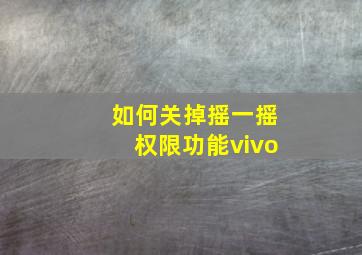 如何关掉摇一摇权限功能vivo