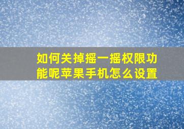 如何关掉摇一摇权限功能呢苹果手机怎么设置