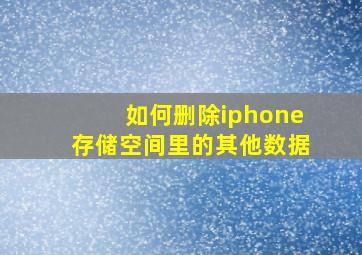 如何删除iphone存储空间里的其他数据