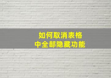 如何取消表格中全部隐藏功能