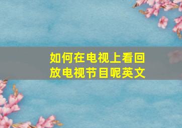 如何在电视上看回放电视节目呢英文