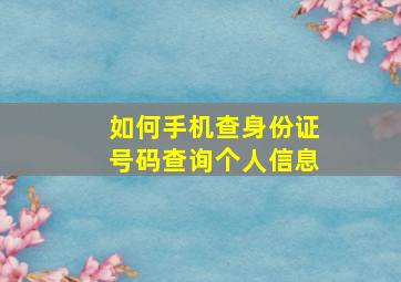 如何手机查身份证号码查询个人信息