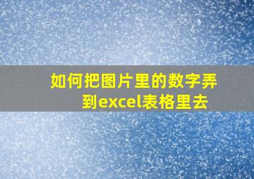 如何把图片里的数字弄到excel表格里去