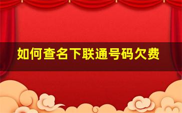 如何查名下联通号码欠费