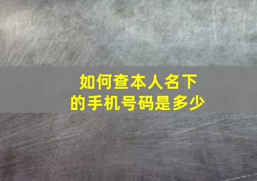 如何查本人名下的手机号码是多少