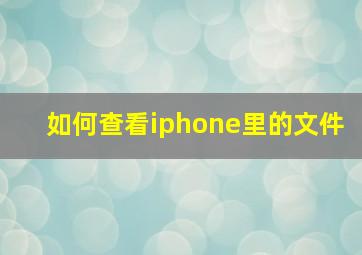 如何查看iphone里的文件