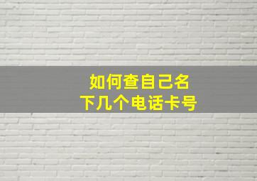 如何查自己名下几个电话卡号