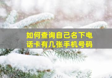 如何查询自己名下电话卡有几张手机号码