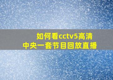 如何看cctv5高清中央一套节目回放直播