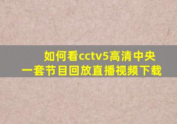 如何看cctv5高清中央一套节目回放直播视频下载