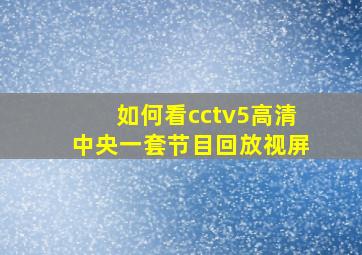 如何看cctv5高清中央一套节目回放视屏