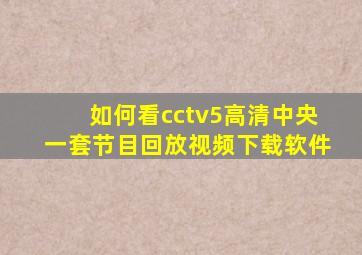 如何看cctv5高清中央一套节目回放视频下载软件