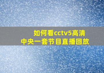 如何看cctv5高清中央一套节目直播回放