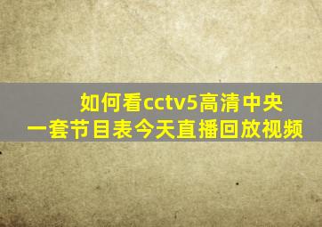 如何看cctv5高清中央一套节目表今天直播回放视频