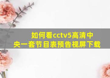 如何看cctv5高清中央一套节目表预告视屏下载