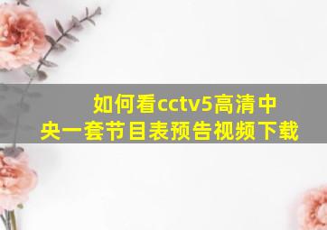 如何看cctv5高清中央一套节目表预告视频下载