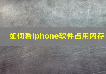 如何看iphone软件占用内存