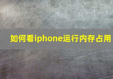 如何看iphone运行内存占用